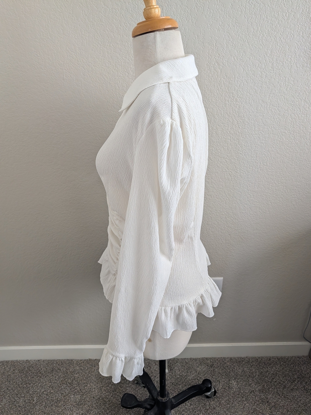 Maeve Cream Ruched Button-Front Blouse - Picture 2 of 5